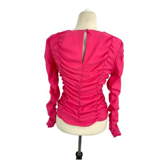 TopShop Ruched Long Sleeve Shirred Top Pink Size 6 NWOT $55 MSRP - Picture 8 of 8